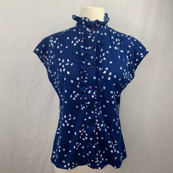 Tops - Vintage ruffle button up shirt women’s size med